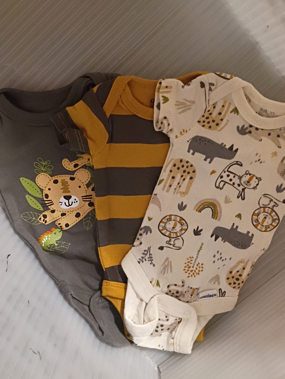 Gerber Baby One-Piece Set - Gray, Mustard, Cream
